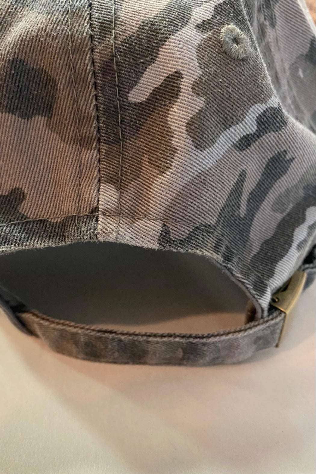 LV Patch Up-Cycled Women's Black and Gray Camouflage Cap