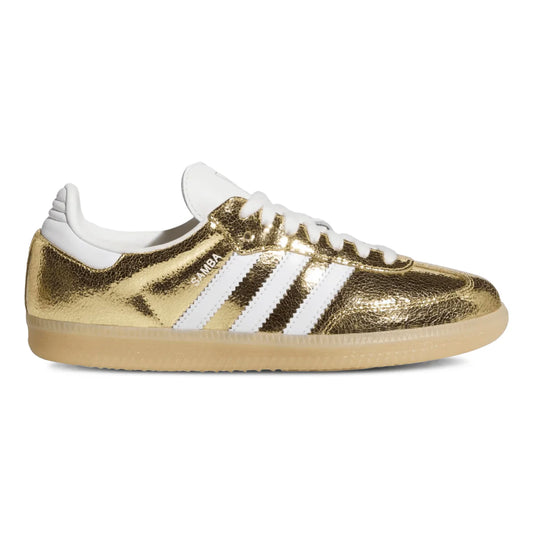 Women's Adidas Samba OG Gold Metallic Cracked Leather