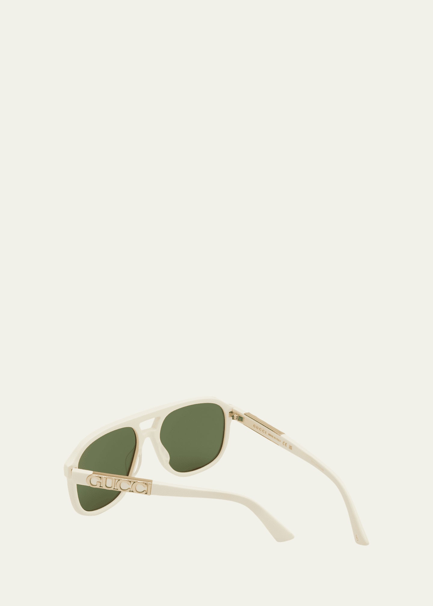 Men's Gucci Logo Acetate Embellished Aviator Sunglasses