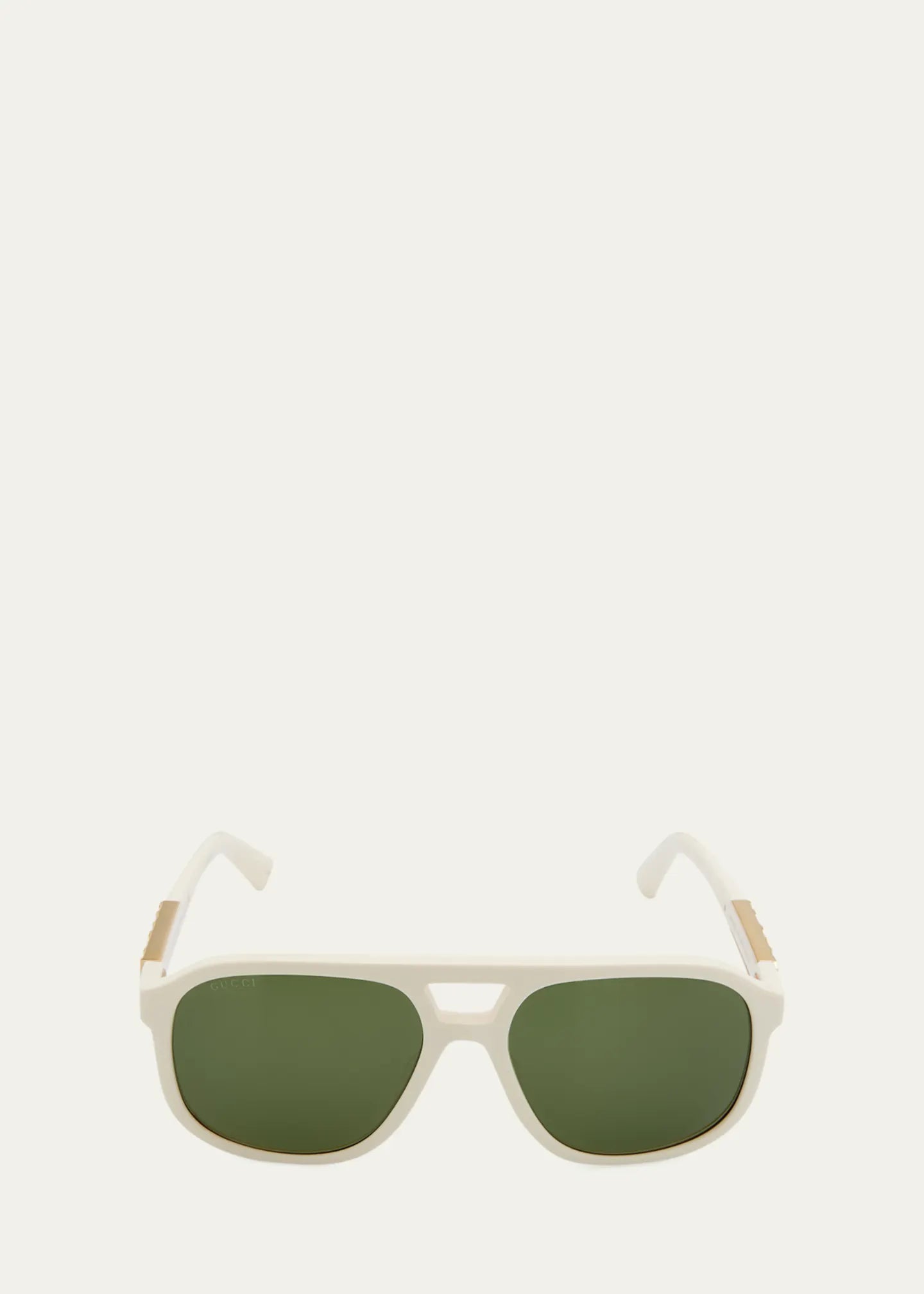 Men's Gucci Logo Acetate Embellished Aviator Sunglasses