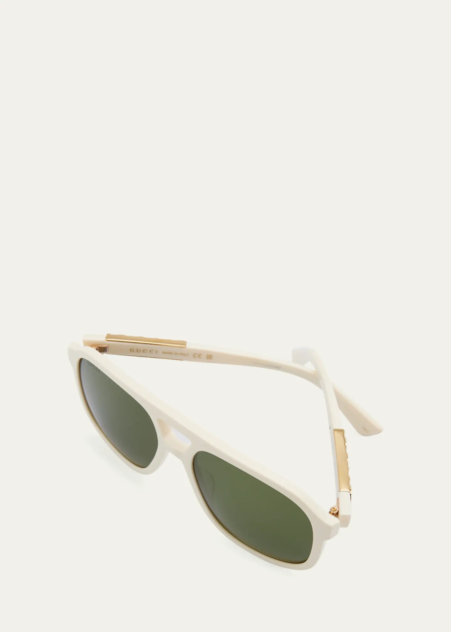Men's Gucci Logo Acetate Embellished Aviator Sunglasses