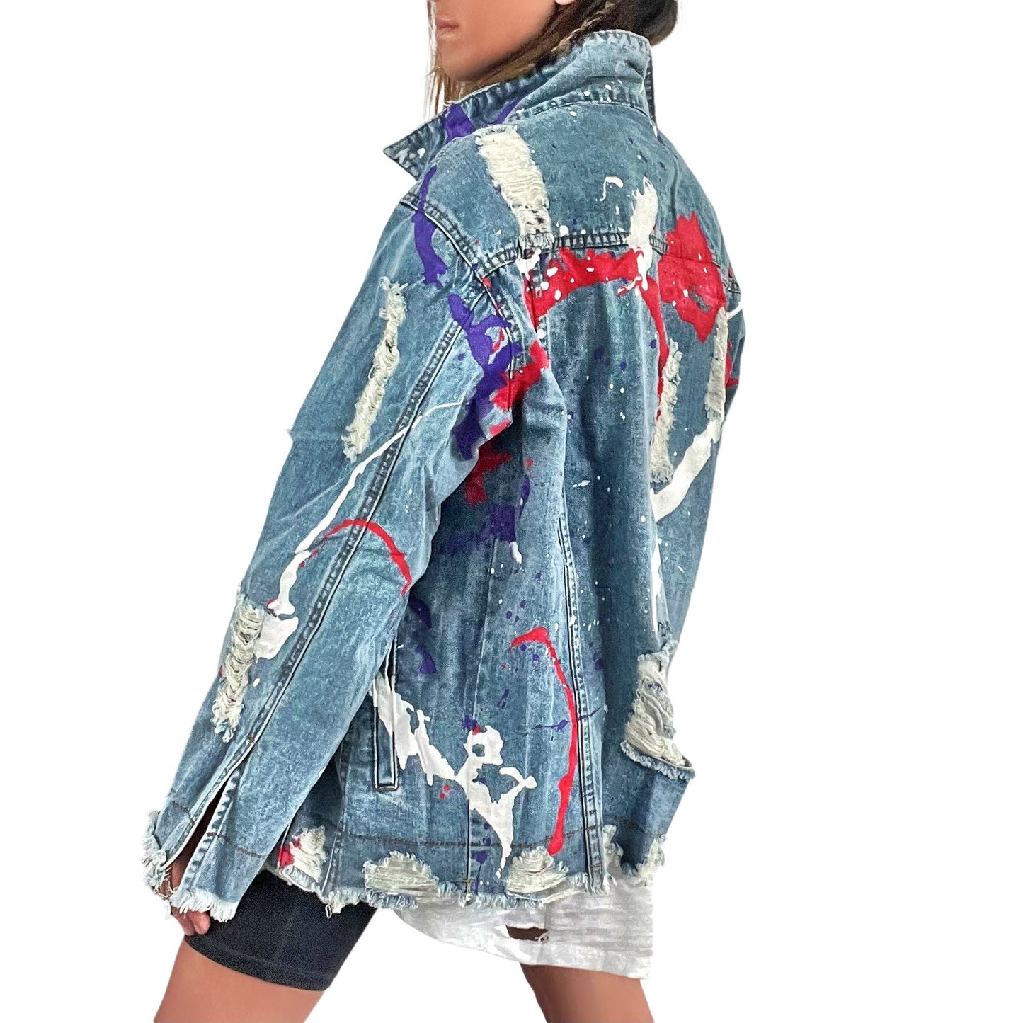 Wren + Glory Women's Splatter World Denim Jacket