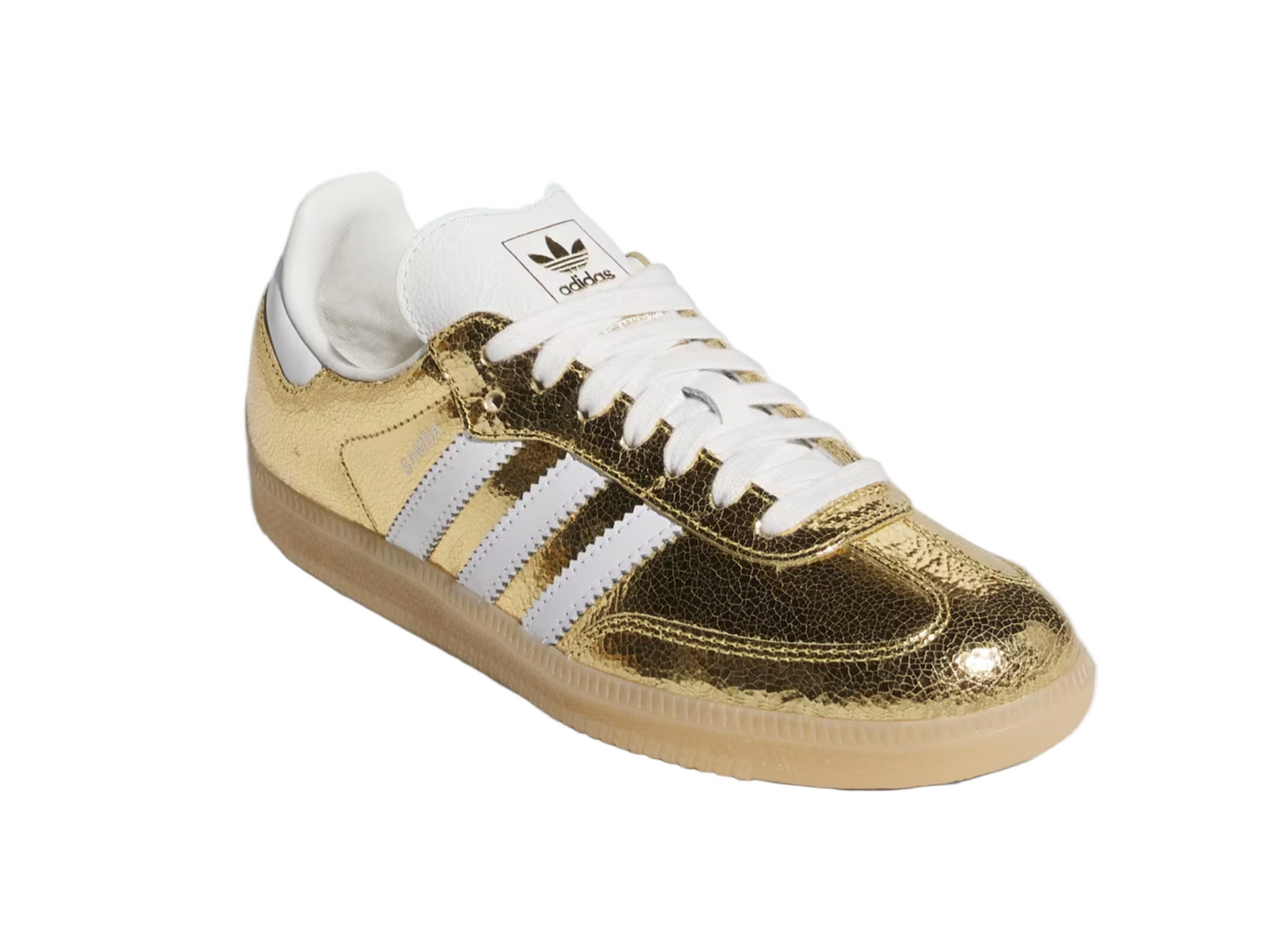 Women's Adidas Samba OG Gold Metallic Cracked Leather