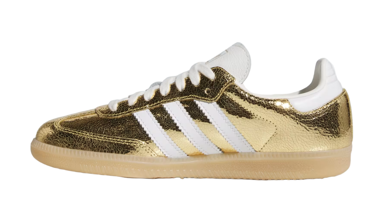 Women's Adidas Samba OG Gold Metallic Cracked Leather