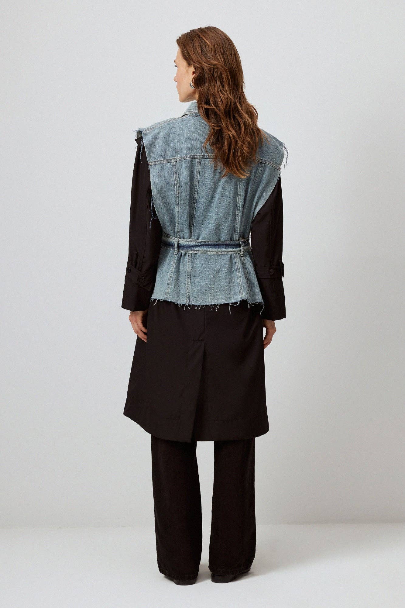 Touché Women's Denim Mixed Media Detailed Trench Coat