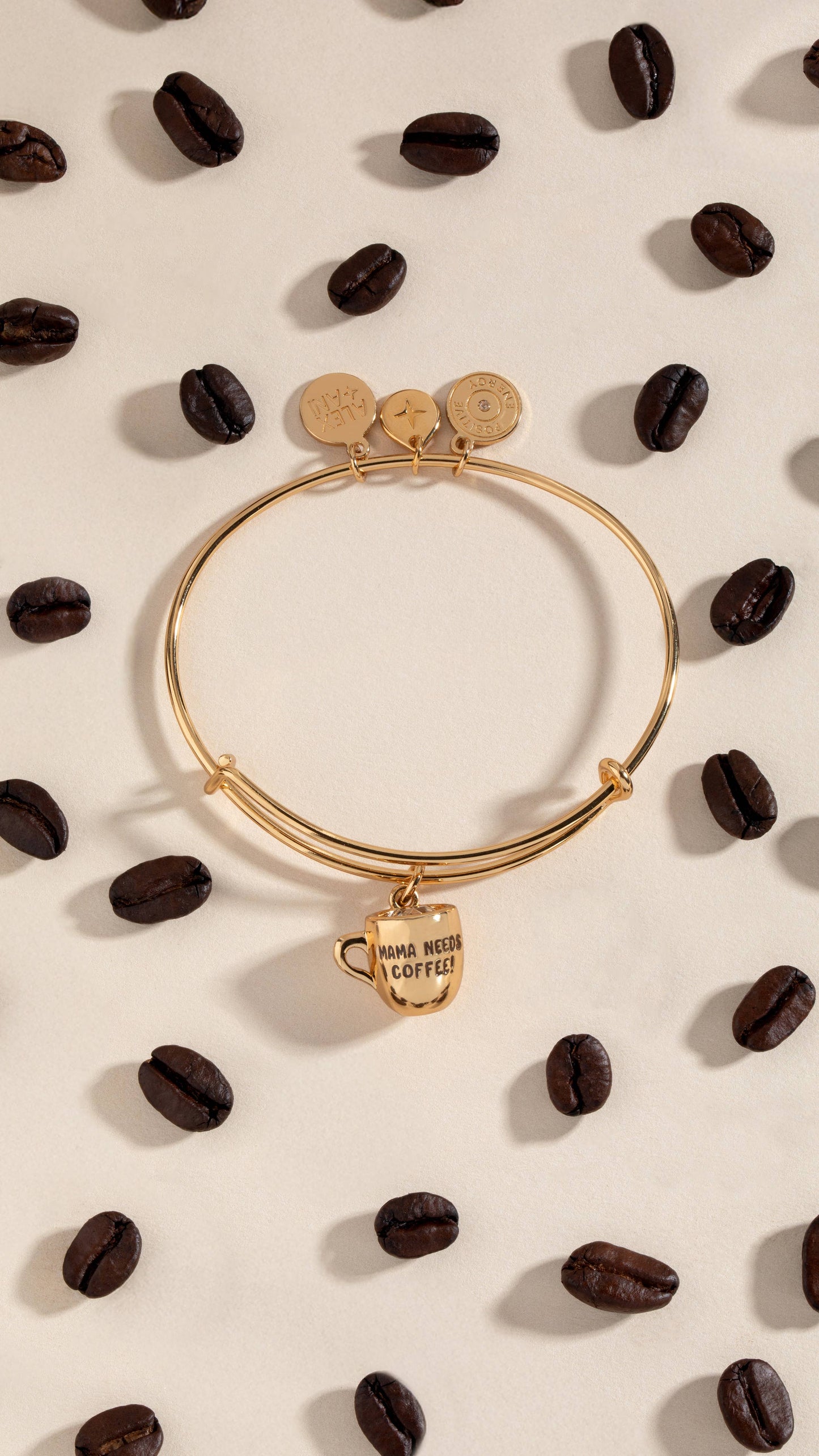Alex and Ani 'Mama Needs Coffee' Mug Gold Charm Bangle Bracelet