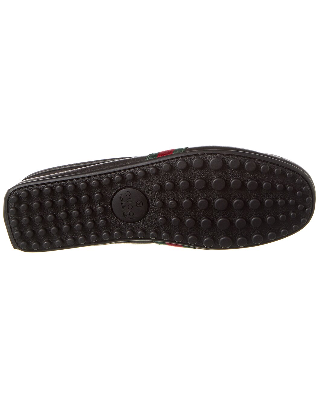 Gucci Men's Black Web Driver Leather Loafers