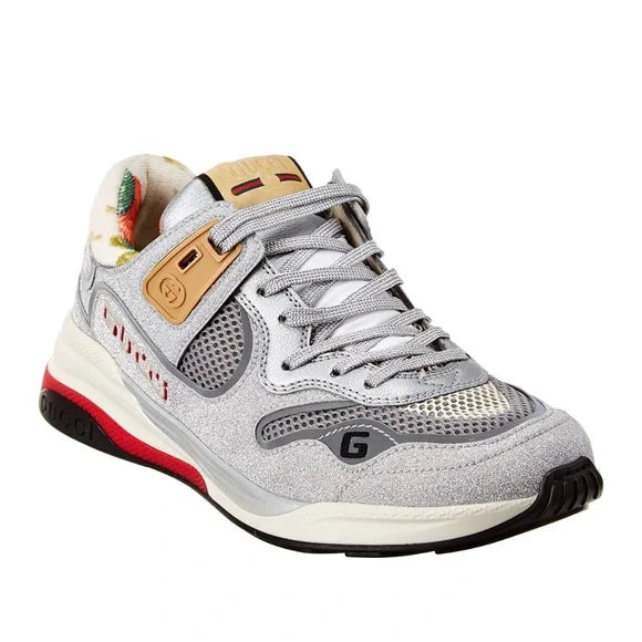 Gucci Women's Metallic Silver Mesh Ultrapace Sneaker (Pre-Owned)