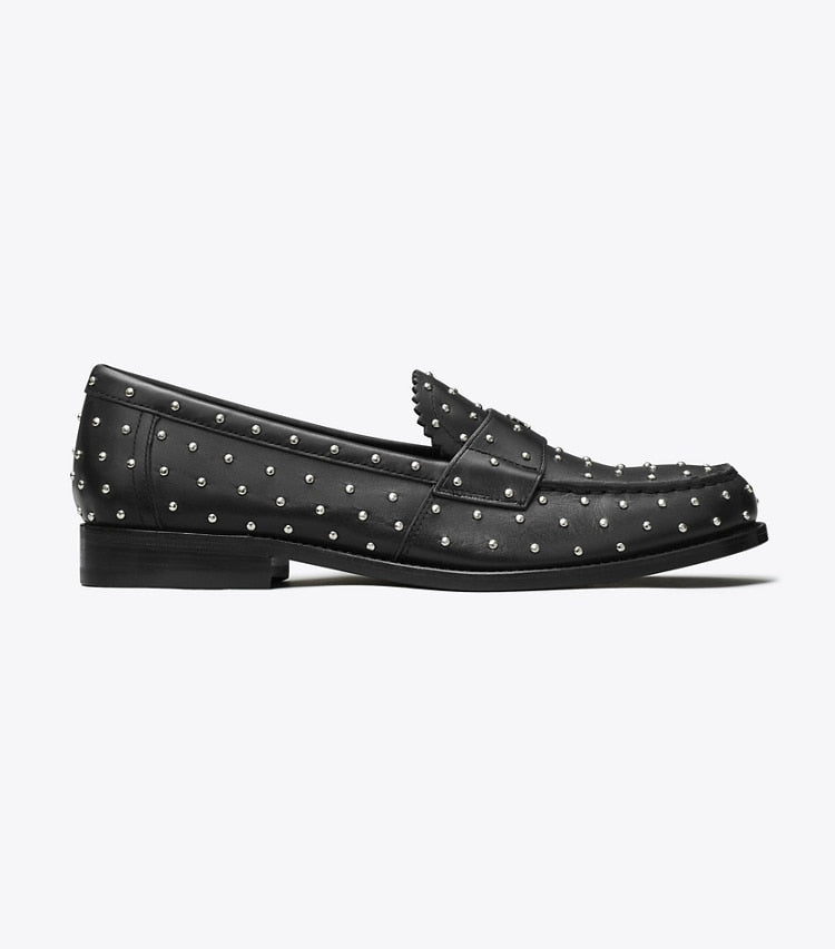 Tory Burch Women's Classic Studded Black Flat Loafer