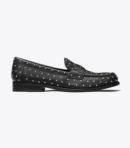 Tory Burch Women's Classic Studded Black Flat Loafer