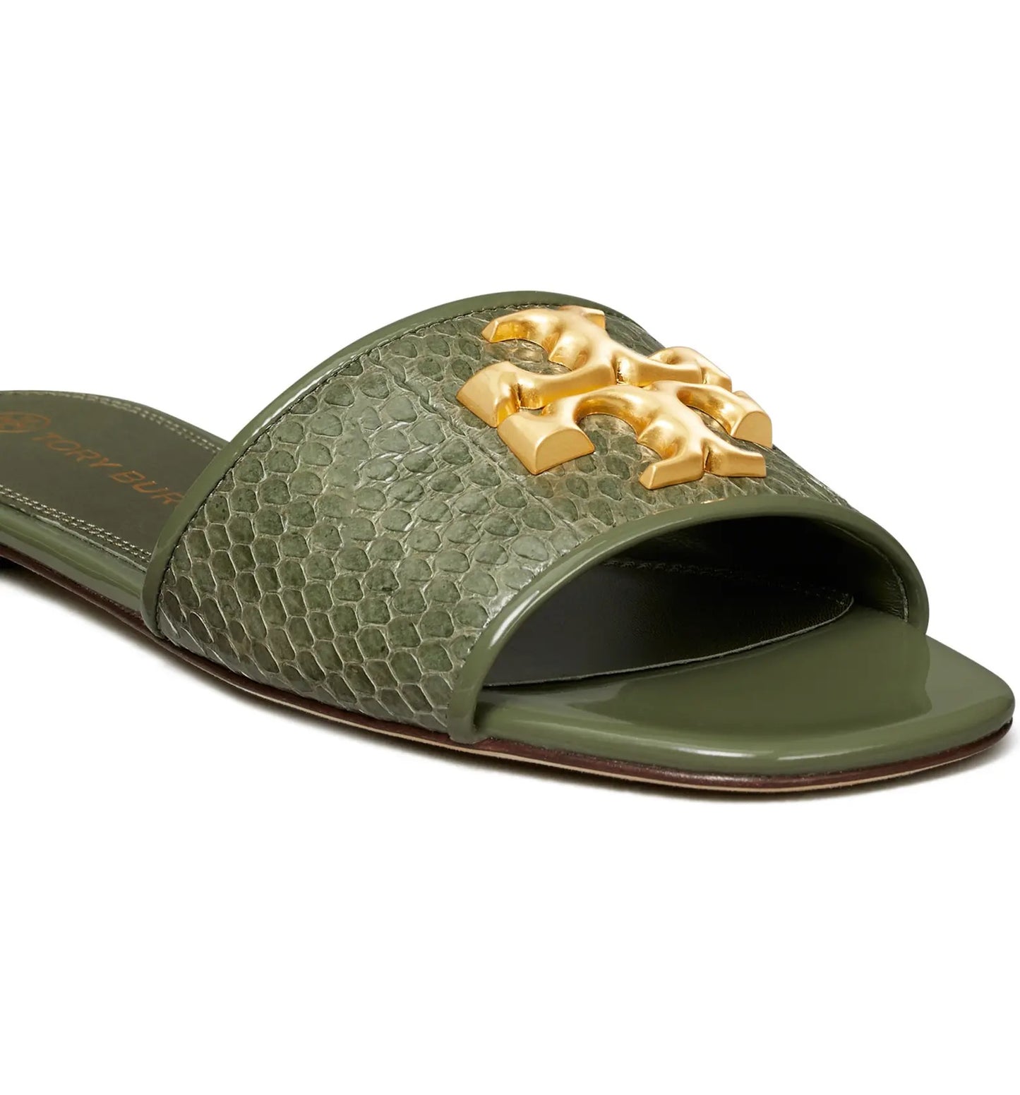 Tory Burch Snake Print Eleanor Leather Slide Sandals