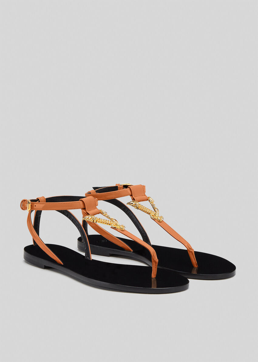 køre mundstykke tjære Versace Virtus Brown Thong Sandals – Baitul Couture Boutique & Designer  Consignment