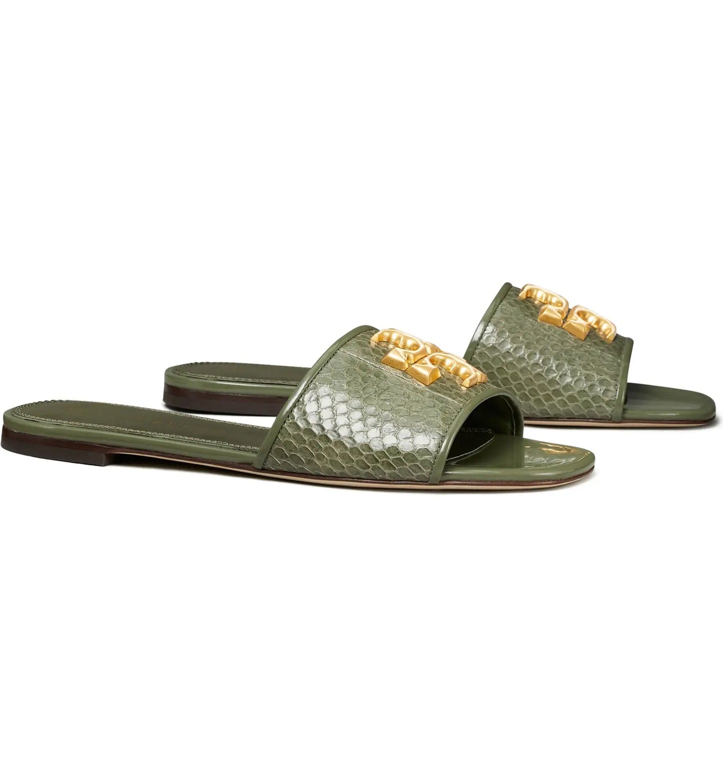 Tory Burch Snake Print Eleanor Leather Slide Sandals