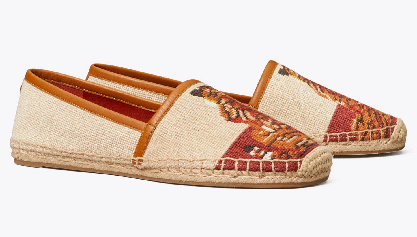 Tory Burch Needlepoint Tiger Espadrille Flats