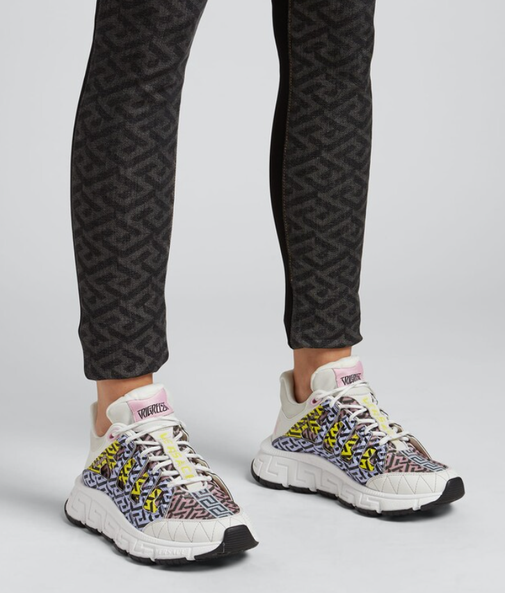 Versace Women's Trigreca Colorblock Logo Lace Up Runner Sneakers