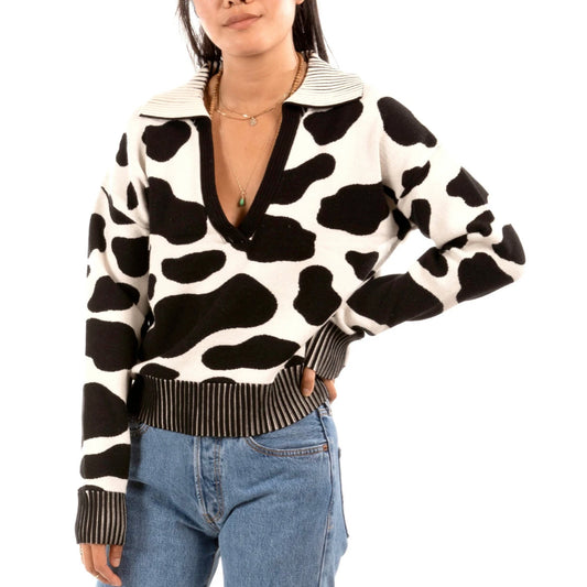 Saint Geraldine Izzy Moo Print Knit Sweater