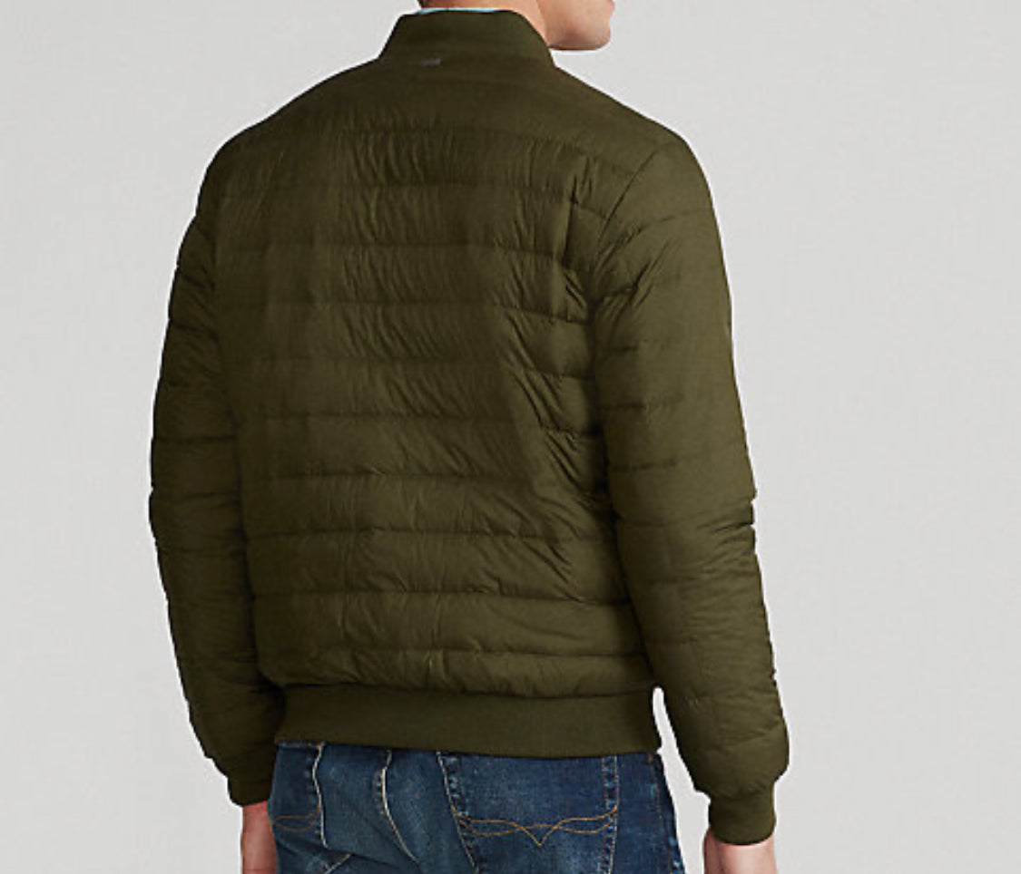 Ralph Lauren Men Olive Packable Down Bomber Jacket