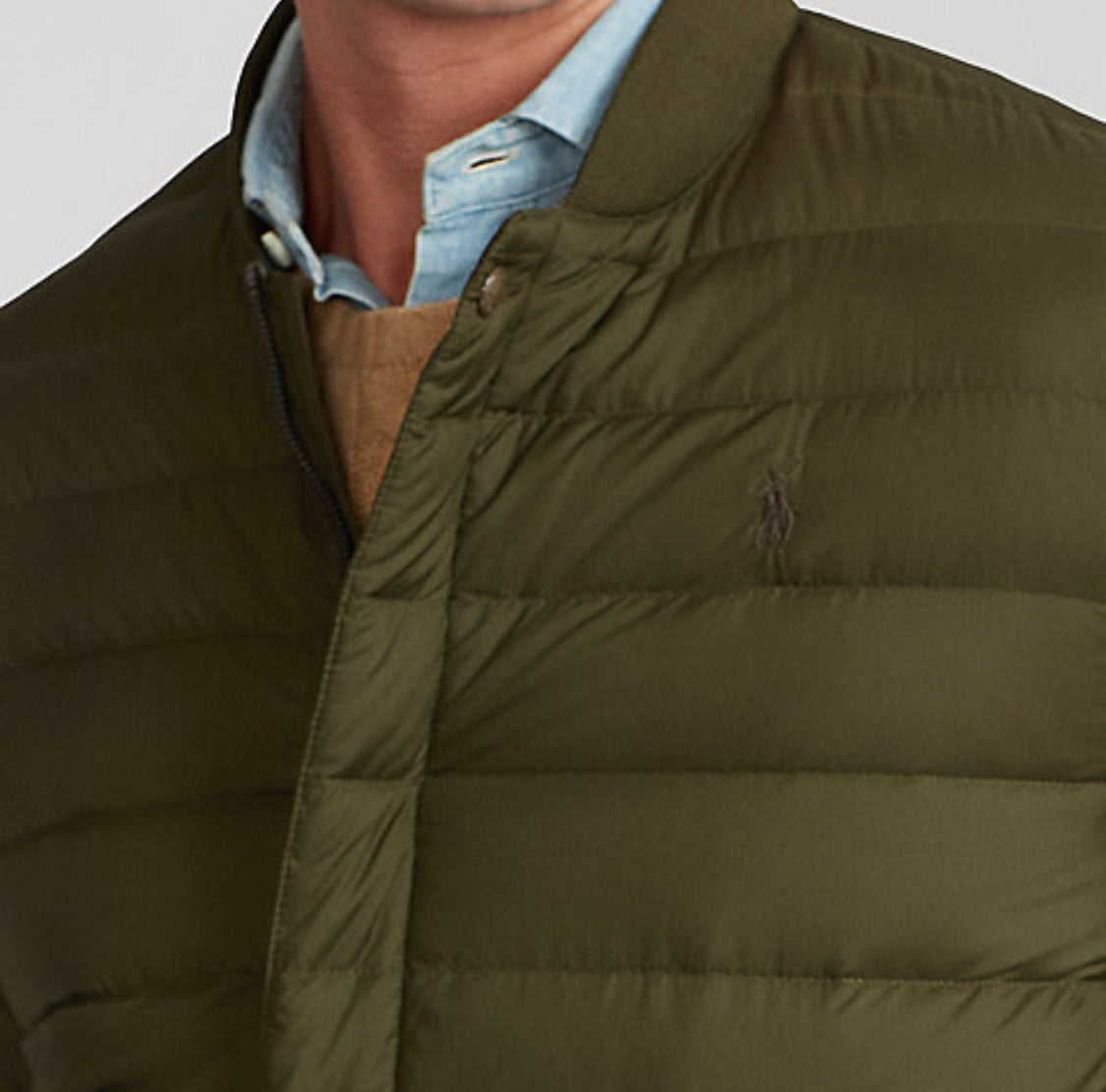Ralph Lauren Men Olive Packable Down Bomber Jacket