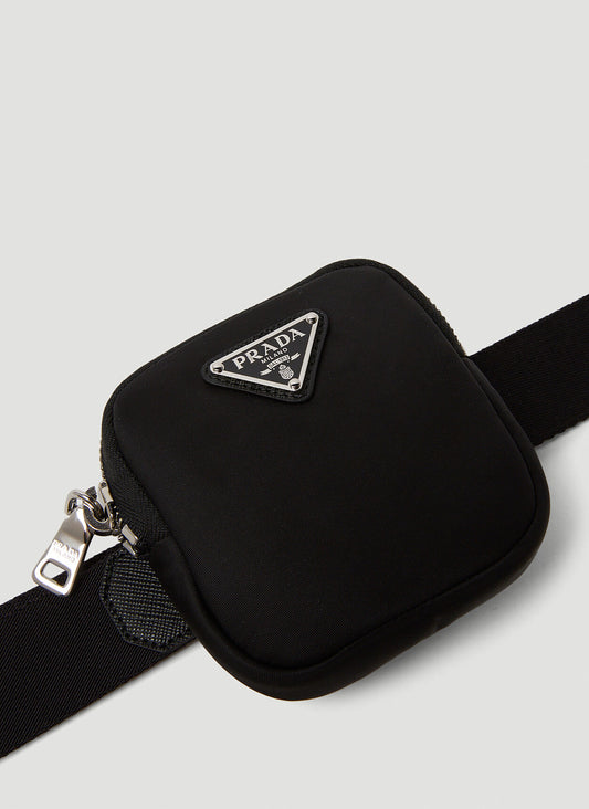 Prada Black Re-Nylon Logo Pouch Belt Bag