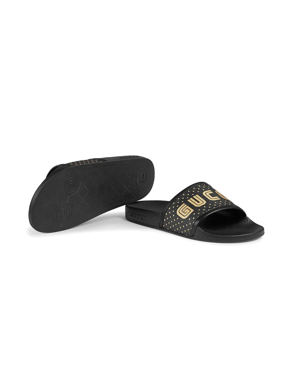 Gucci Women's Black Sega Logo 'Guccy' Pursuit Slides