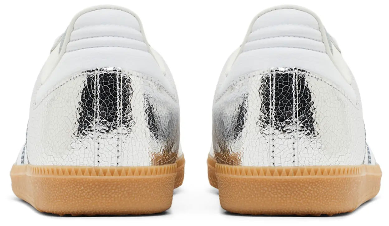 Women's Adidas Samba OG Silver Metallic Cracked Leather