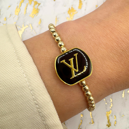 Golden Girl LV Repurposed Beaded Bracelet