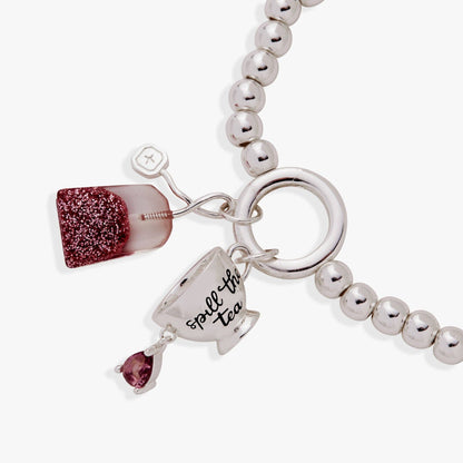 Alex and Ani 'Spill the Tea' Cup & Tea Bag Silver Stretch Bracelet