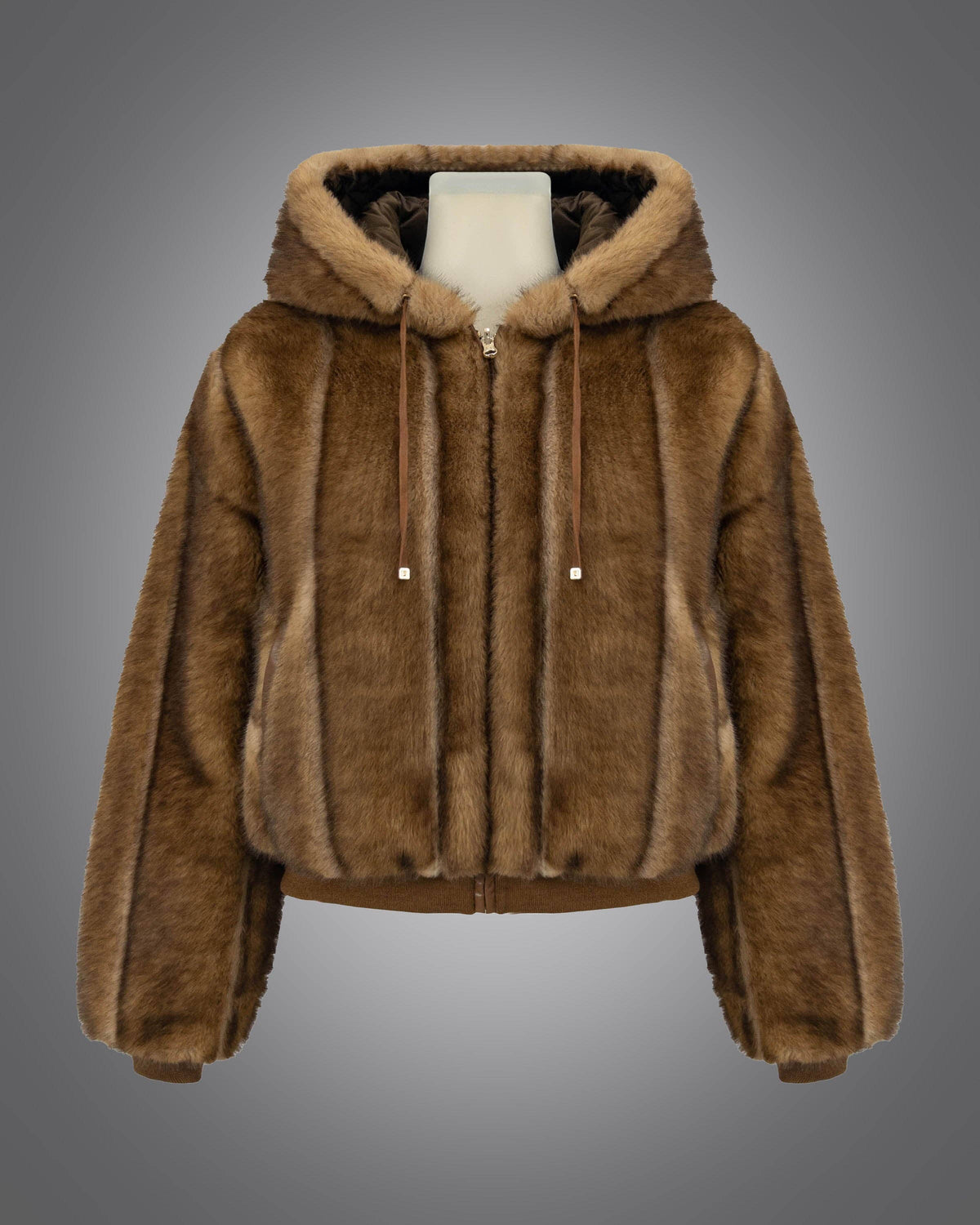 Blanc Noir Tawny Reversible Quilted Faux Fur Hoodie Jacket