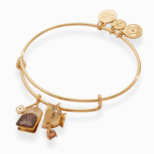 Alex and Ani 'Spill the Tea' Cup & Tea Bag Gold Charm Bangle Bracelet