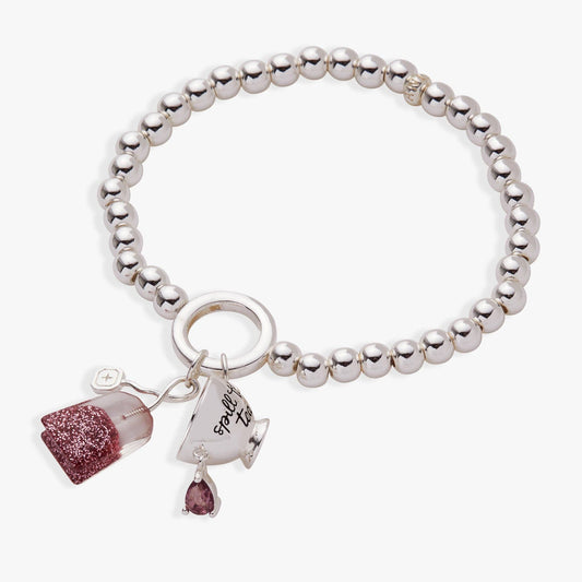 Alex and Ani 'Spill the Tea' Cup & Tea Bag Silver Stretch Bracelet