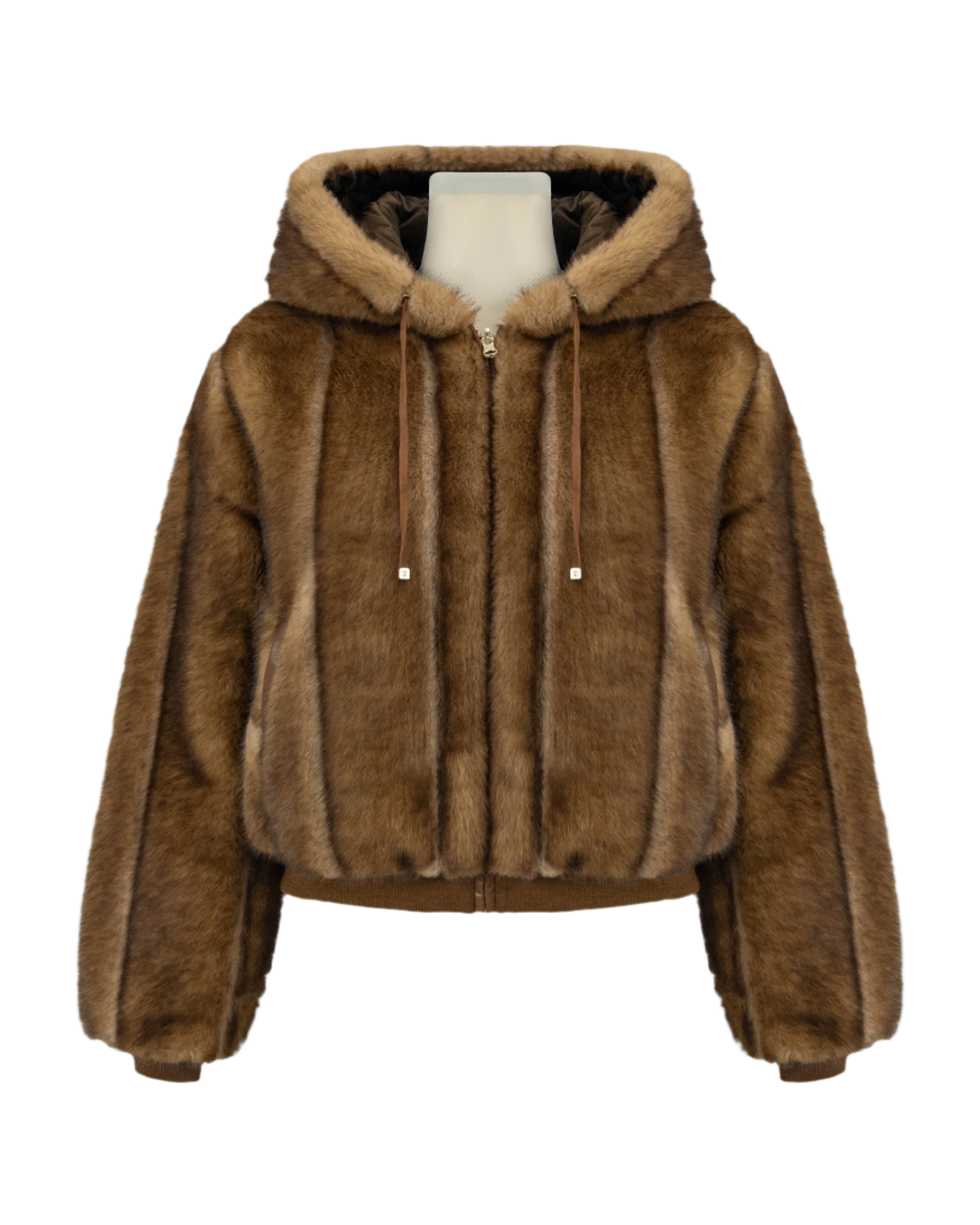 Blanc Noir Tawny Reversible Quilted Faux Fur Hoodie Jacket