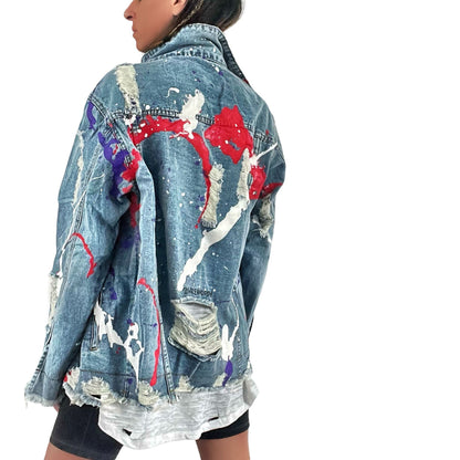 Wren + Glory Women's Splatter World Denim Jacket