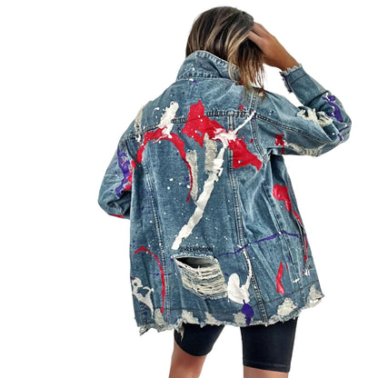 Wren + Glory Women's Splatter World Denim Jacket