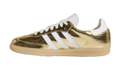 Women's Adidas Samba OG Gold Metallic Cracked Leather