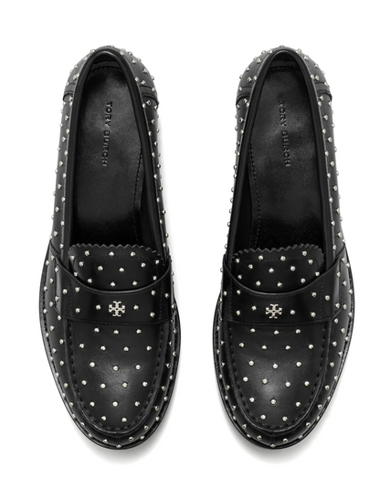 Tory Burch Women's Classic Studded Black Flat Loafer