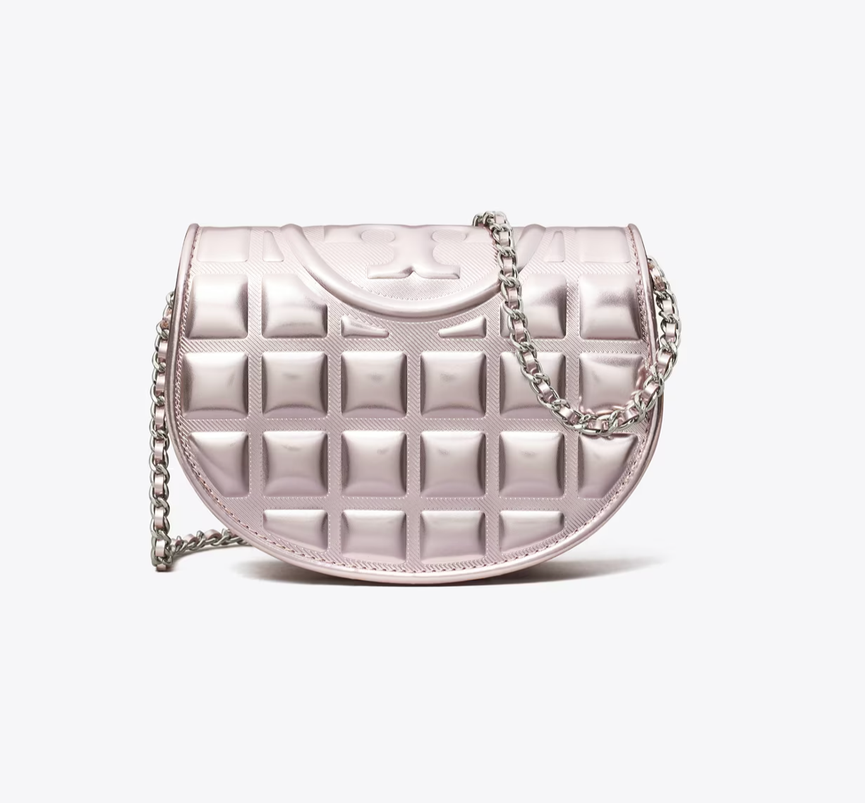 Tory Burch Fleming Mini Metallic Square Quilt Crossbody Bag