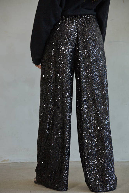 By Together Black Sequin Wide Leg Pants