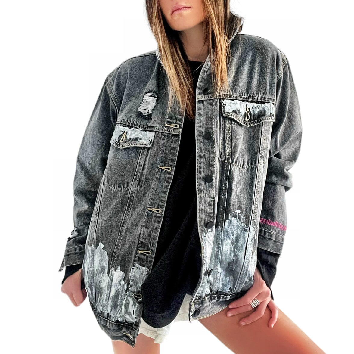 Wren + Glory Women's Beyond Silver Denim Jacket