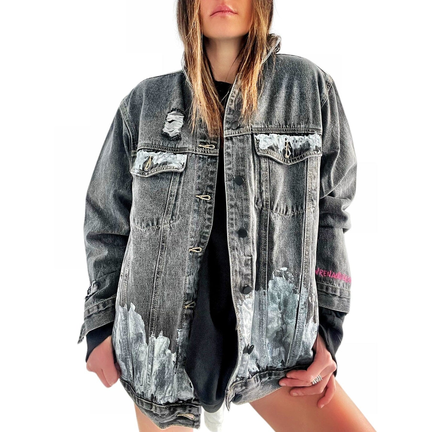 Wren + Glory Women's Beyond Silver Denim Jacket