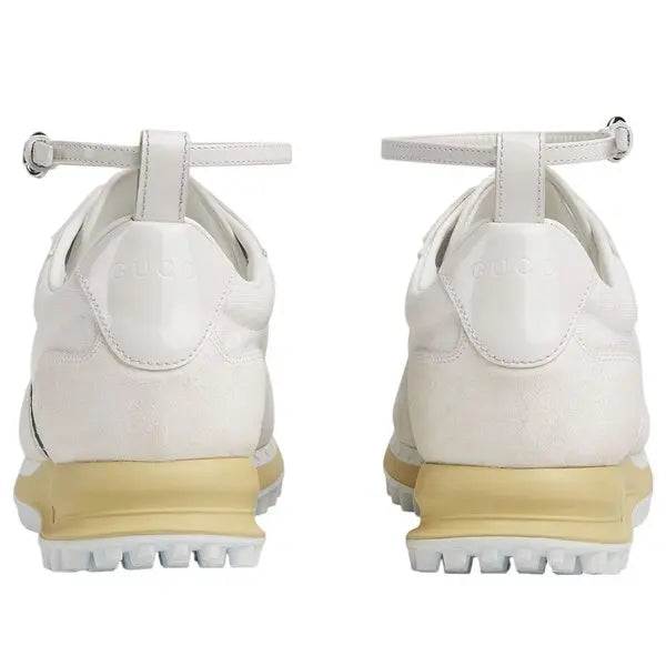 Gucci Women's Suede Re-Motion Ankle Strap White Sneakers