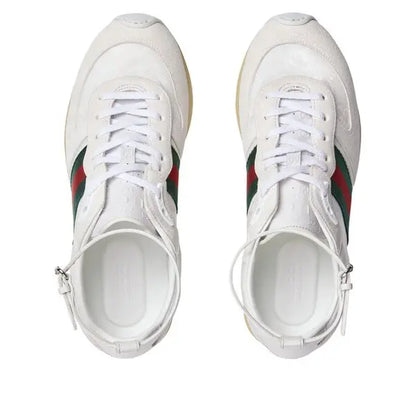 Gucci Women's Suede Re-Motion Ankle Strap White Sneakers