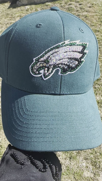 Philadelphia Eagles Crystal & Rhinestone Embellished Bling Baseball Cap