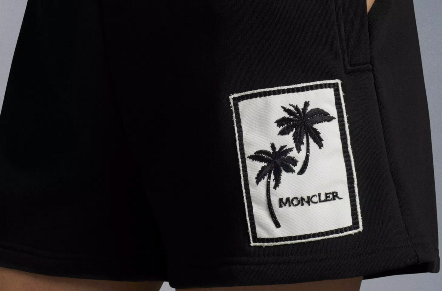 Moncler Women's Cotton Embroidered Palm Tree Patch Sweat Shorts