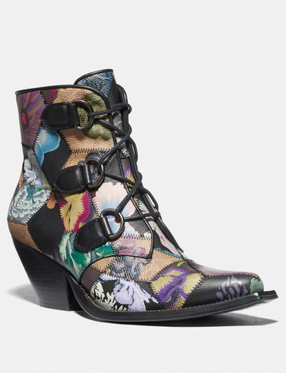 Coach Lace Up Bootie With Kaffe Fassett Print (Pre-Owned)