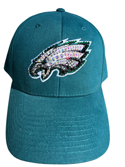 Philadelphia Eagles Crystal & Rhinestone Embellished Bling Baseball Cap