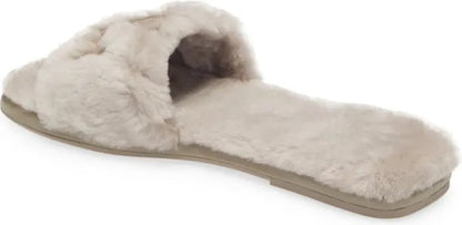 Tory Burch Double T Cozy Shearling Slide Sandal