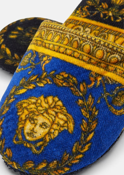 Versace I Heart Baroque  Print Blue Bath Slippers
