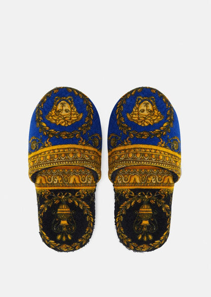 Versace I Heart Baroque  Print Blue Bath Slippers