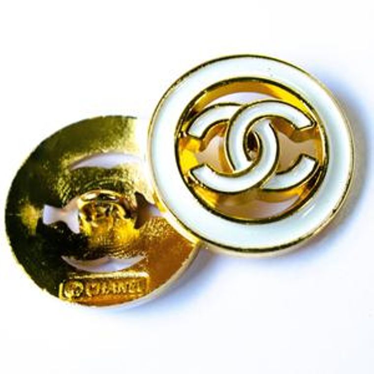 Large Gold CC Logo Necklaces - Designer Button Jewelry